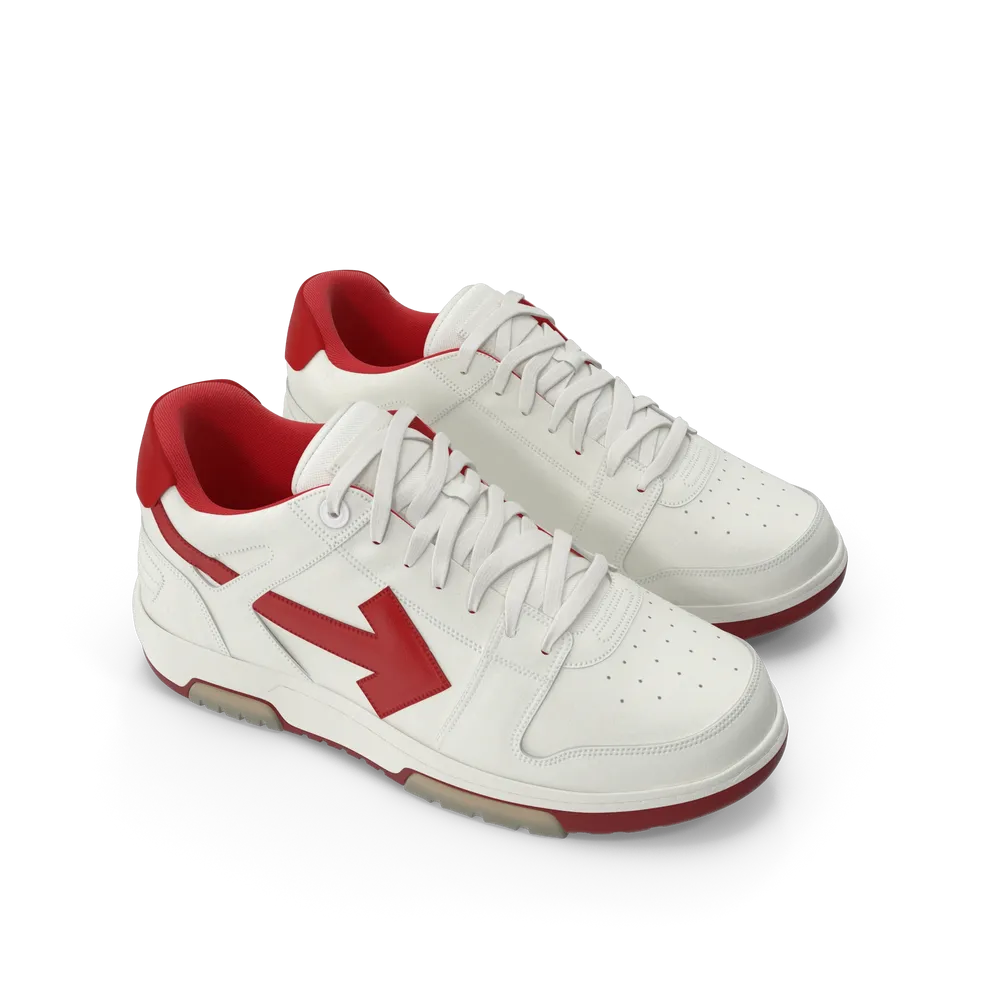 Sports Sneakers Off White & Red - Image 1