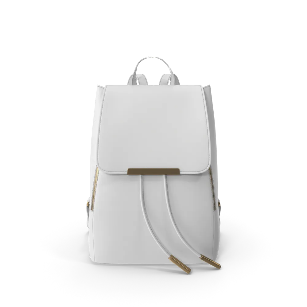 White Faux Leather Backpack - View 1