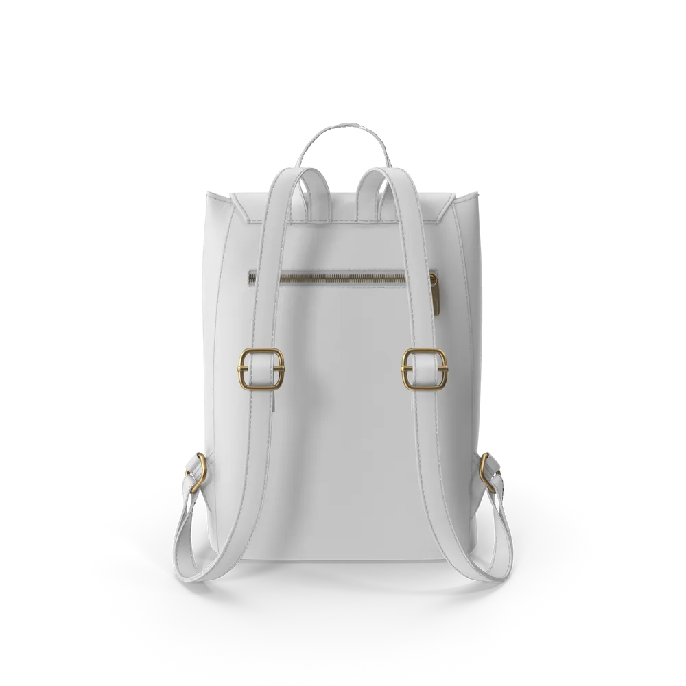White Faux Leather Backpack - View 2