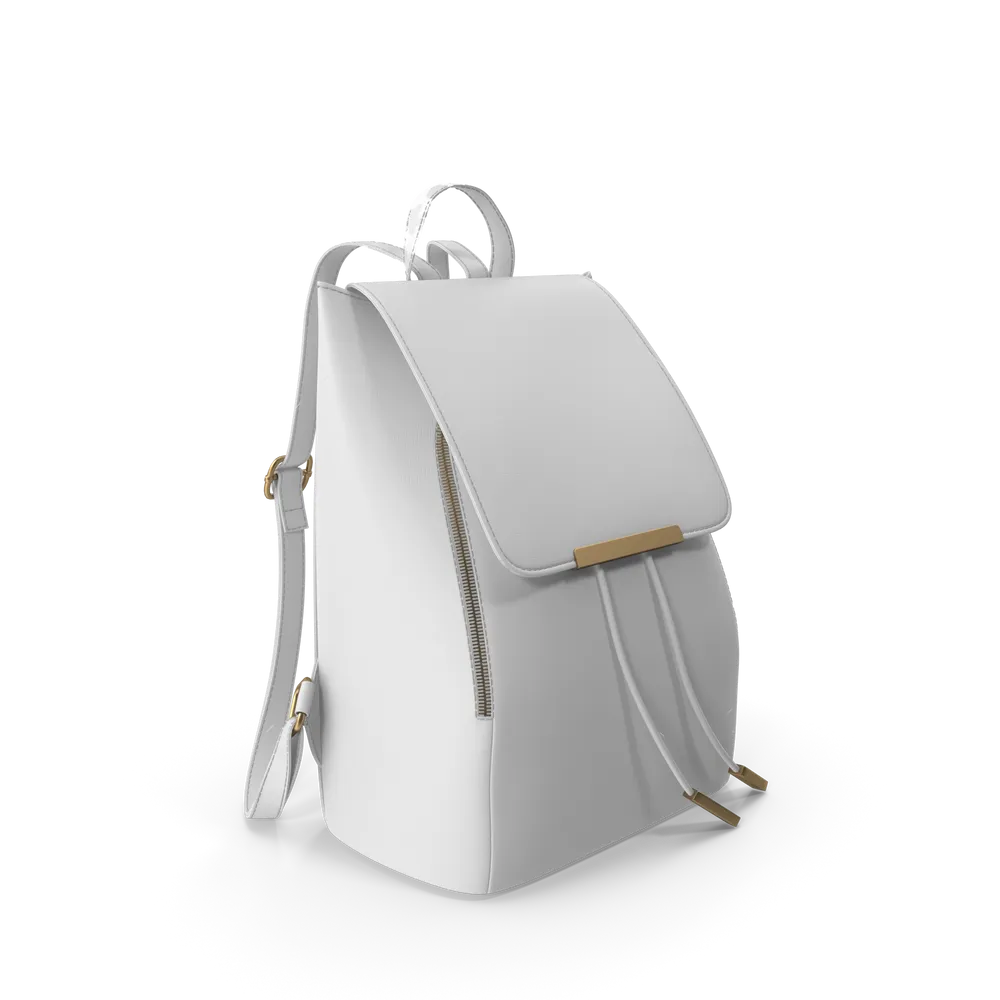 White Faux Leather Backpack - View 3