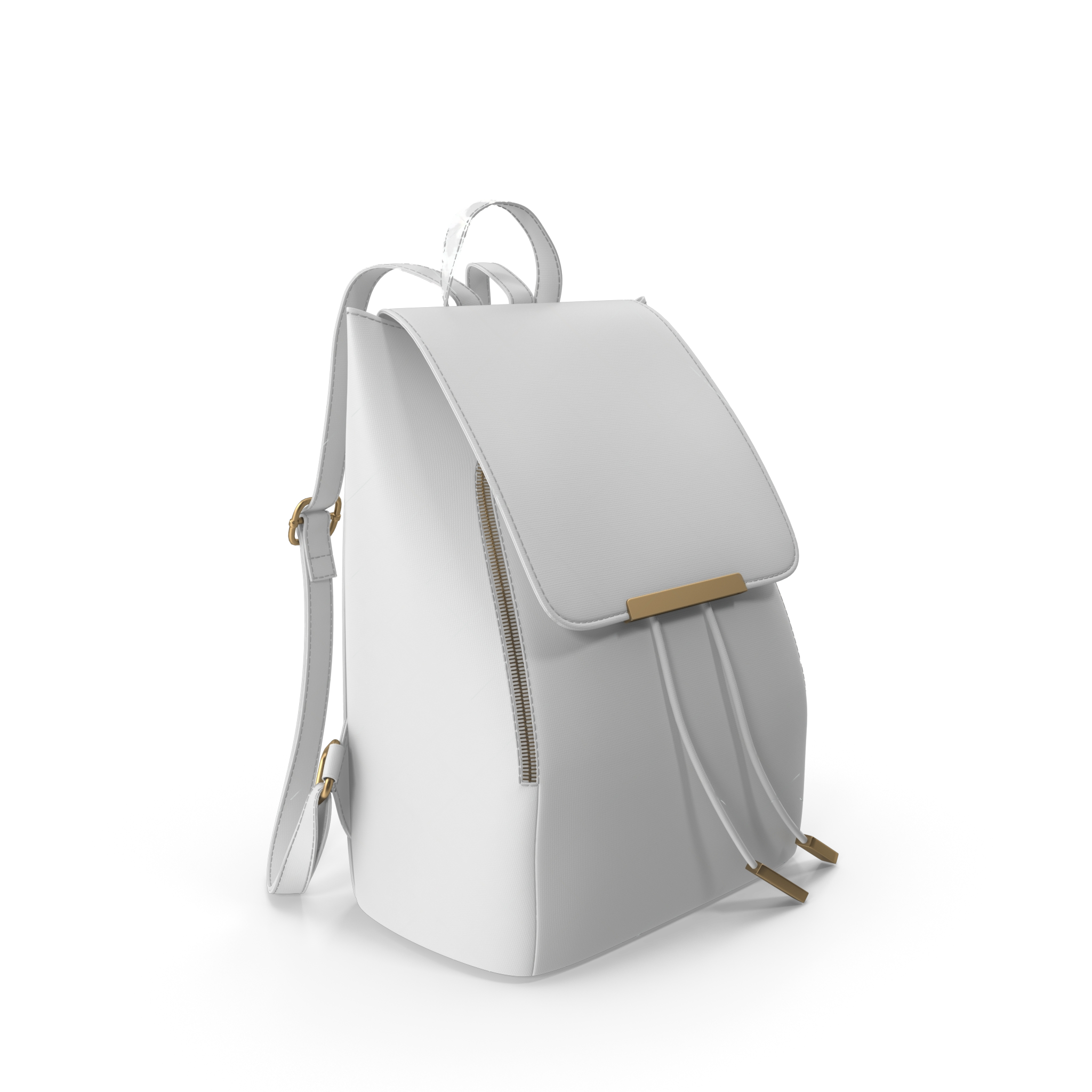 White Faux Leather Backpack 3